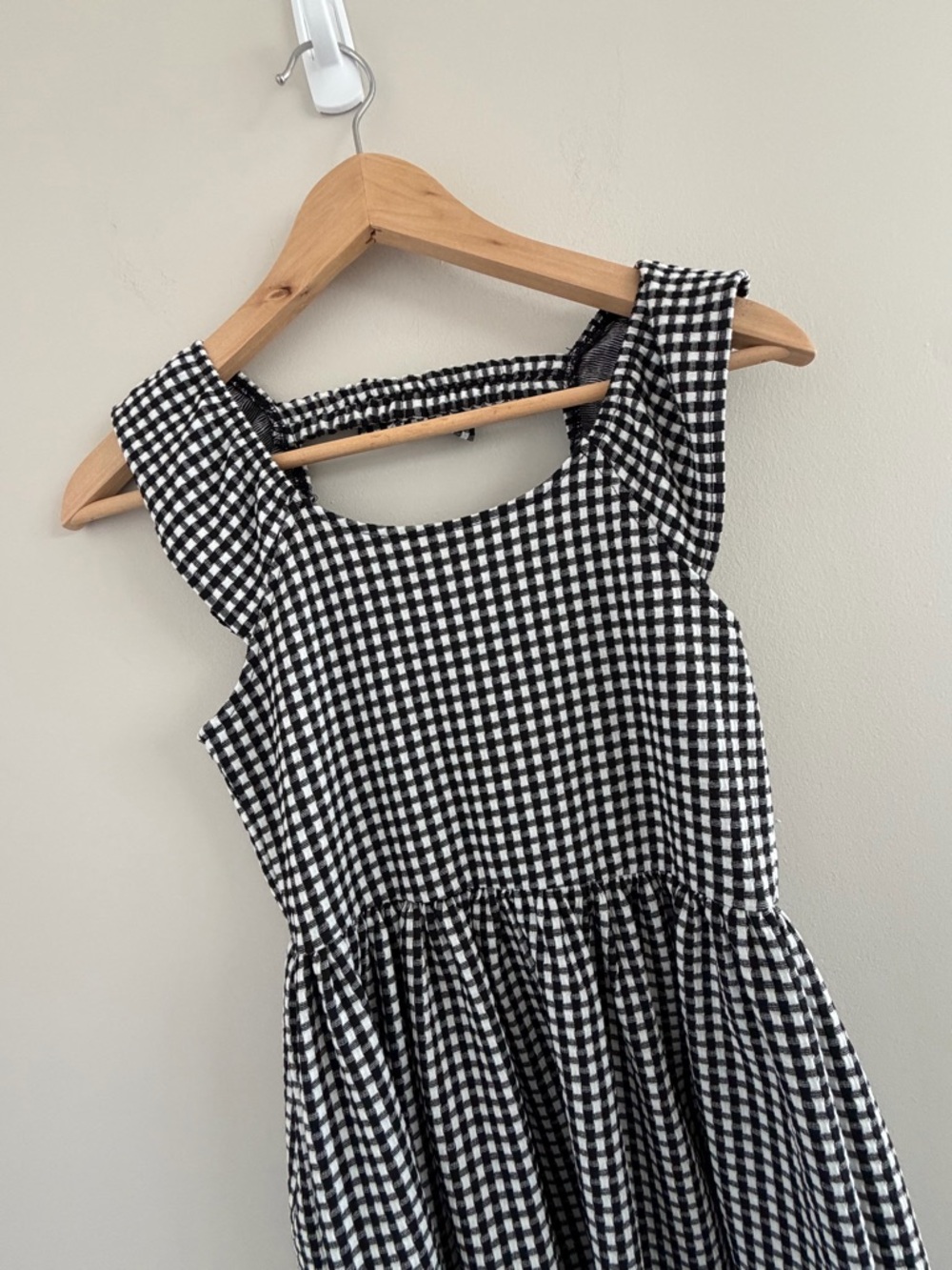 Tahari Girls Black White Gingham Dress Sz 10‎ Ruffle Cottagecore Picnic Sundress - Picture 2 of 7